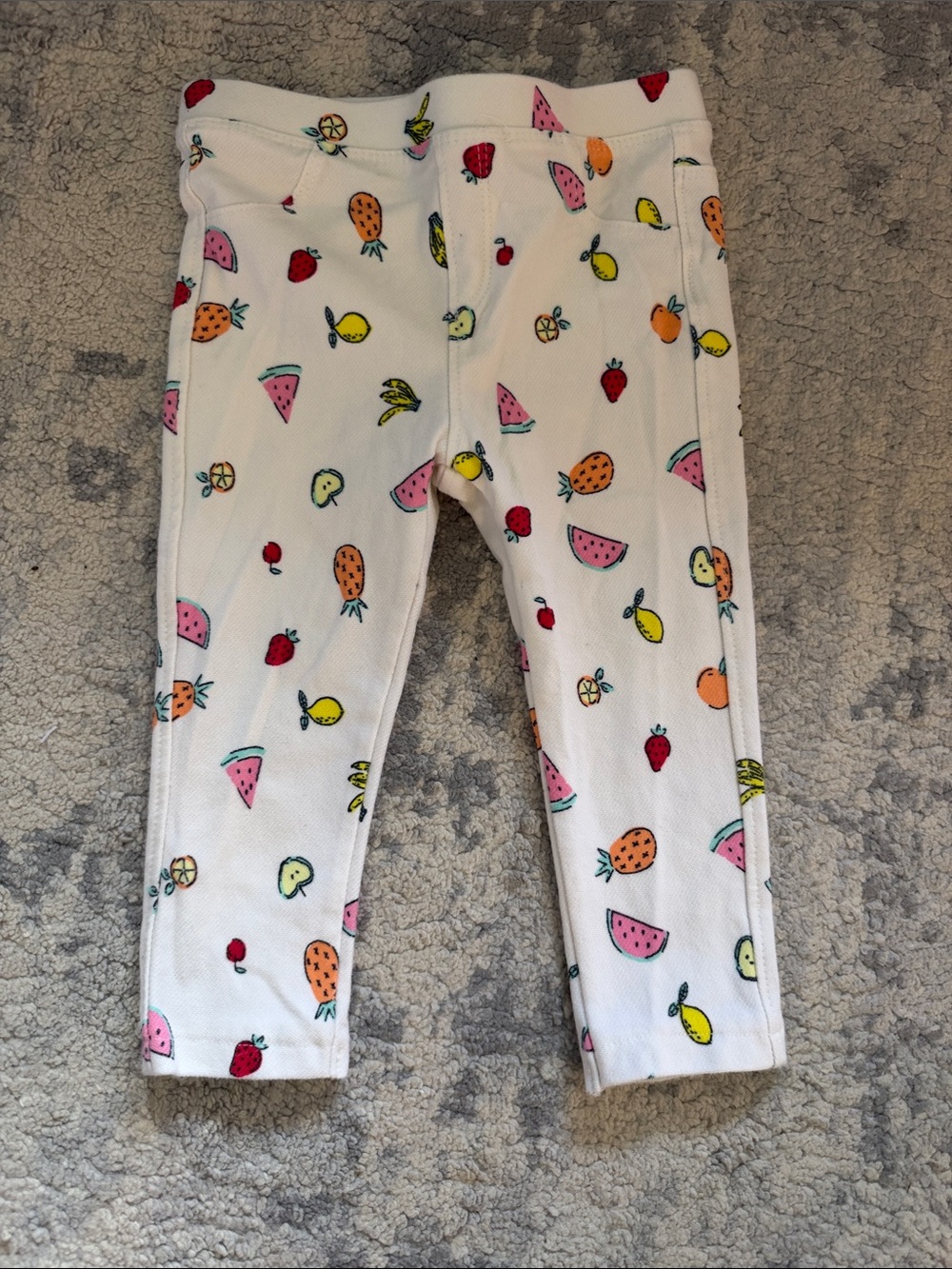 Zara White Leggings with Colorful Fruit Print
